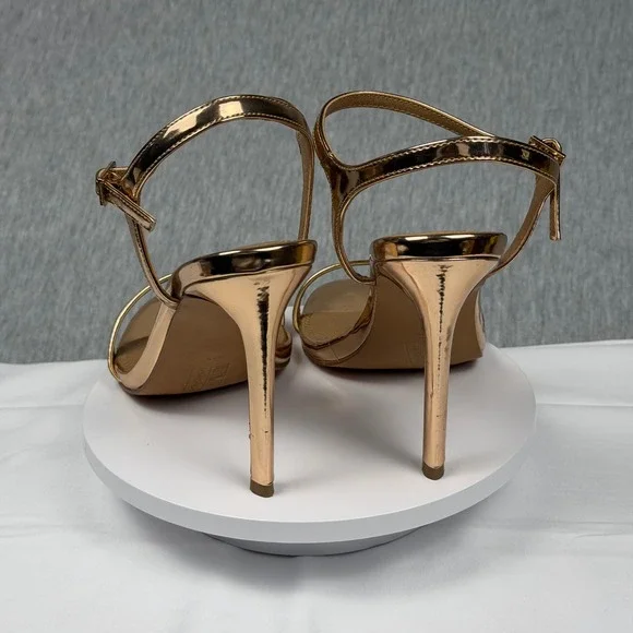 ASOS DESIGN Metallic Rose Gold Ankle Strap Stiletto Heels Sandals Size 6.5 - Picture 4 of 8